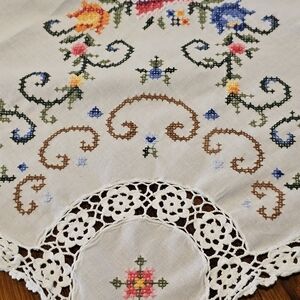 Vintage Handmade Embroidered Tablecloth